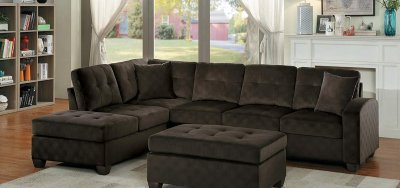 Emilio Sectional Sofa 8367CH in Chocolate Fabric by Homelegance