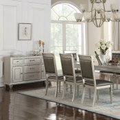 F2432 Dining Set 5Pc in Silver Finish by Boss w/ F1705 Chairs