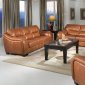 Chestnut Leather Contemporary Living Room w/Waterfall Arms