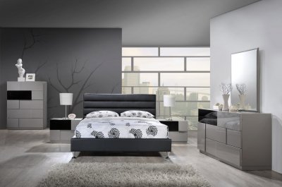 8284-Bianca Bedroom by Global w/Black Upholstered Bed & Options