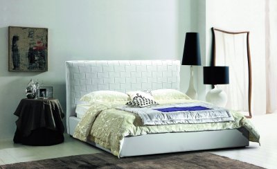 Lea Bed in White Eco-leatherby J&M w/Options