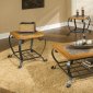 3PC Ocassional Table Set w/Slate Inlays & Decorative Metal Base