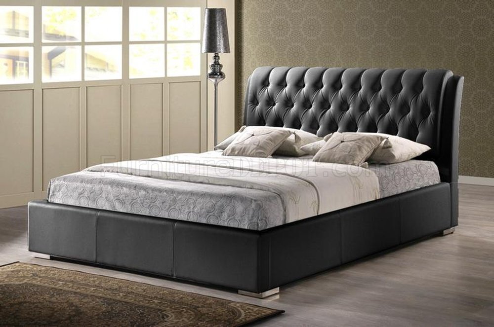 Bianca Platform Bed in Black Faux Leather by Wholesale Interiors