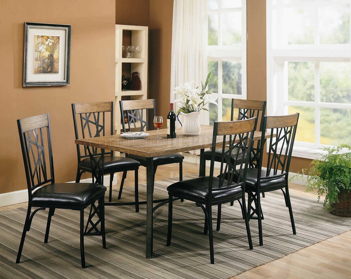 Wood And Metal Dining Room Set For 8