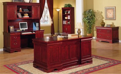 Classic Office Furniture on Deep Cherry Classic Office Desk W Storage Drawers At Furniture Depot