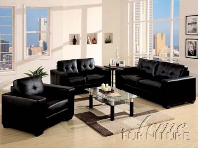Leather Sofa  Chairs on Black Leather Modern Sofa W Optional Loveseat   Chair At Furniture