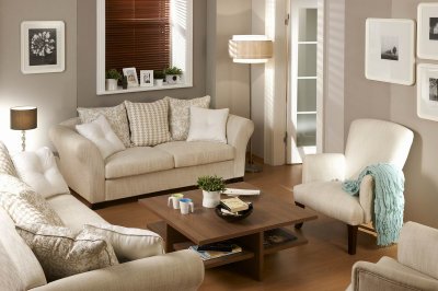 Beige Fabric Modern Sofa & Loveseat Set w/Optional Items