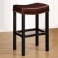 Antique Brown Leather or Wrangler Fabric Two Tudor Barstools