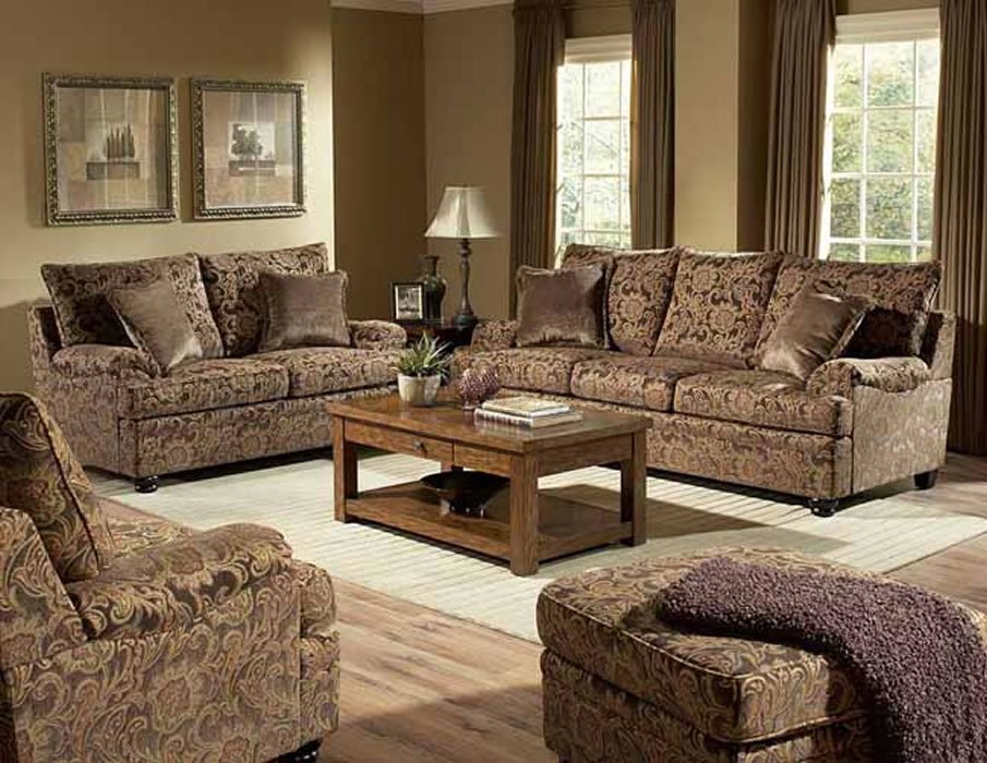 Rich Floral Chenille Traditional Living Room Sofa   Loveseat Set At