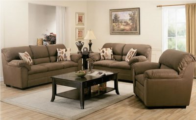 Saddle Microfiber Living Room w/Double Pillow Back Support