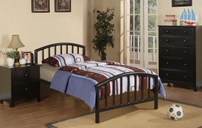 Black Kids 3Pc Bedroom Set by Boss w/F9018 Metal Bed