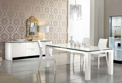 Diamond White Dining Table by Rossetto w/Options