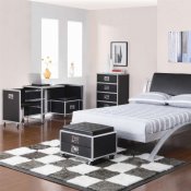 Black & Silver Two-Tone Finish Modern Kid's Bedroom w/Options