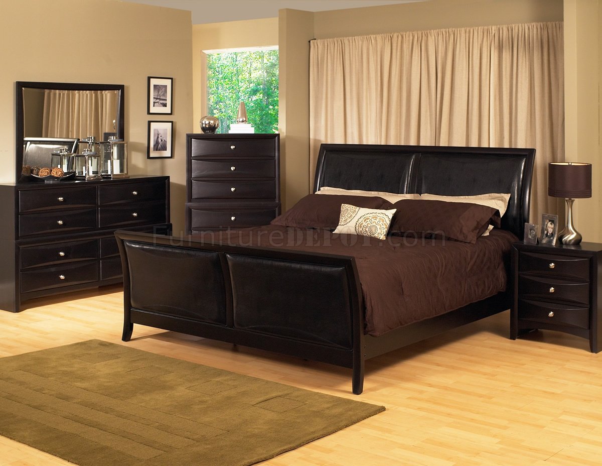 espresso bedroom furniture on Espresso Finish Transitional Bedroom Set W Bicast Inserts At Furniture