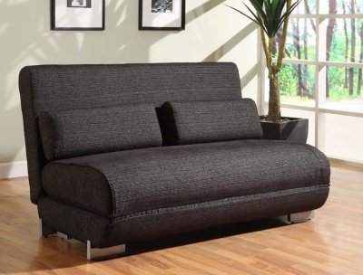 2 Seater Convertible Loveseat-Bed in Charcoal Fabric