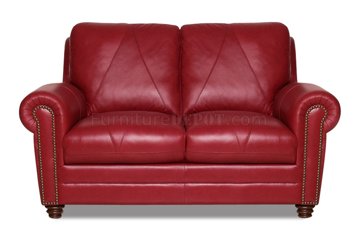 weston red leather sofa