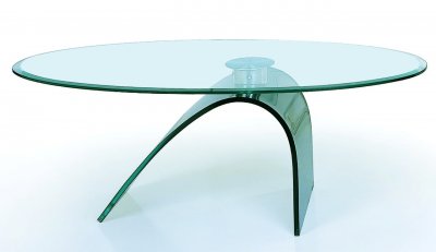 Clear Glass Top Artistic Coffee Table With "C" Shape Glass Base