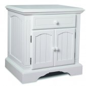 Satin White Finish Modern Nightstand With Two-Door Cabinet