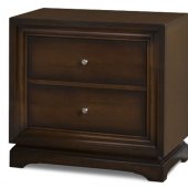 Antique Walnut Finish Two Drawer Contemporary Nightstand