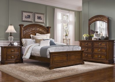 Weathered Bark Finish Classic Arched Bed w/Optional Case Goods