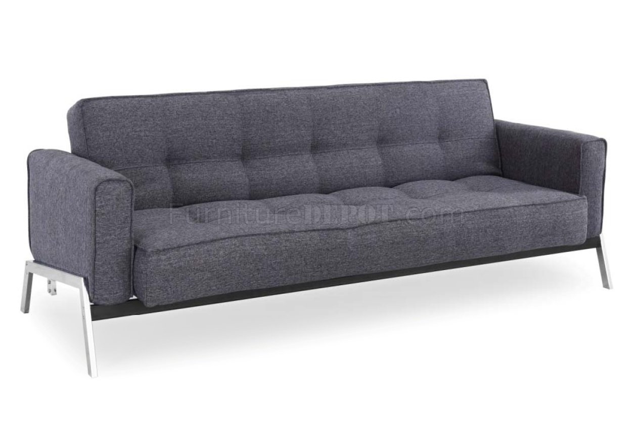Charcoal Grey Fabric Modern Convertible Sofa Bed w/Chrome Legs LSSB ...