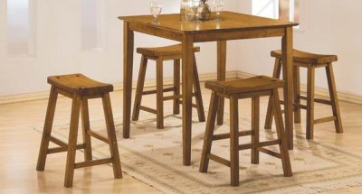 Oak Finish Modern 5Pc Counter Height Dinette Set w/Square Top
