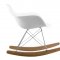 Modern White Fiberglass Chair w/Wood Rocking Base