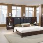 Dark Oak Serpentine Shape Modern Bedroom w/Optional Casegoods