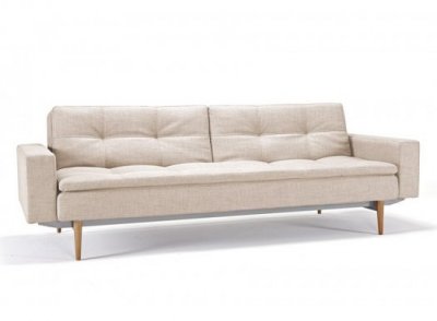 Dublexo Sofa Bed in Gray by Innovation w/Arms & Light Wood