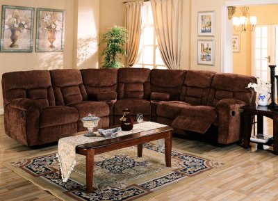 Sofas  Recliners on Chennile Fabric Sectional Sofa W Recliner Seat At Furniture Depot