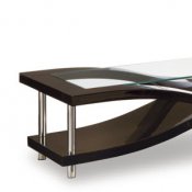 Wenge Finish Modern Coffee Table w/Clear Glass Top