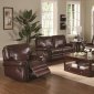 Modern Burgundy Leather Reclining Sofa & Loveseat Set