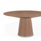Walnut Finish Modern Round Dining Table w/Thick Tapering Base