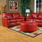 Red Leather-Look Fabric Modern Sofa & Loveseat Set w/Options