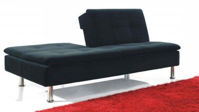 Black Fabric Modern Convertible Sofa Bed w/Split Back