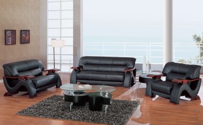 U2033 Loveseat in Black Bonded Leather by Global w/Options