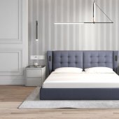 Milan Upholstered Bed Slate Blue Full Leather by Beverly Hills