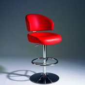 Red Faux Leather Contemporary Set of 2 Bar Stools