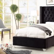 Aiden Bed in Black Velvet Fabric by Meridian w/Options