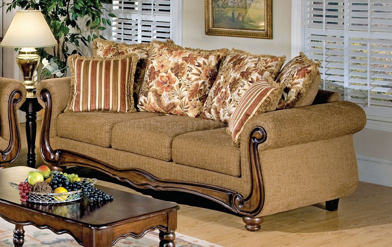 Olysseus Sofa In Brown Floral Fabric By Acme Furniture