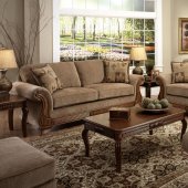 Tan Fabric Traditional Sofa & Loveseat Set w/Optional Items