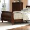 Brown Cherry Finish Traditional Sleigh Bed w/Optional Case Goods