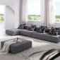 Grey Zebrano Fabric Modern Sectional Sofa w/Ottoman