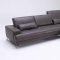 Grey Full Leather Modern Sectional Sofa w/Adjustable Back Rests