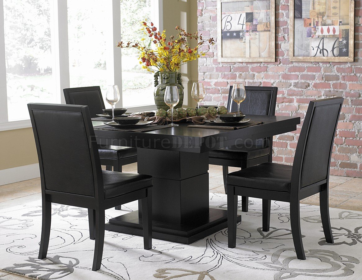 Black Finish Modern Dining Table w/Optional Side Chairs HEDS 5235 
