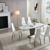 2417 Dining Table White Marble -ESF w/Optional 3405 White Chairs