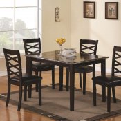 Brown Cherry Finish Modern 5Pc Dining Set w/Faux Marble Top