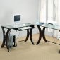 Clear Glass Top & Espresso Base Modern Home Office Desk