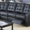 Black Bonded Leather Double Reclining Modern Sectional Sofa