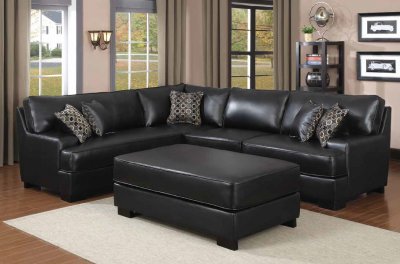 9759BK Minnis Sectional Sofa in Black by Homelegance